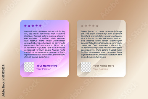 creative testimonial design quote, infographic banner template. editable vector illustration template deisgn with photo space. vertical rectangle layout background. two colors can be selected purple, 