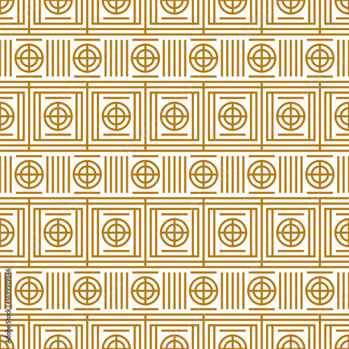 abstract digital technology geometric lines and circle on square layout pattern illustration vector template use combination gold color on element isolated on white background
