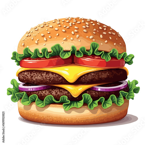 fast food cheeseburger vector art 