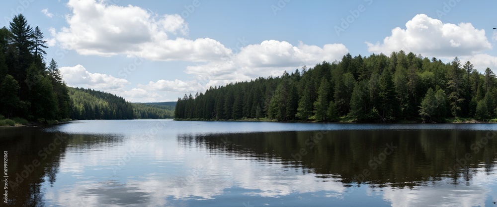 Fototapeta premium reflection of trees in the lake