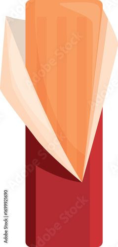 Open chewing gum stick with orange stripes wrapped in red paper