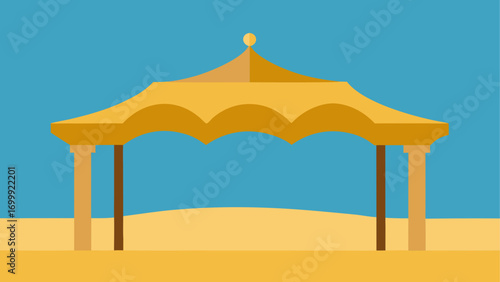 A desert tent under a clear blue sky day