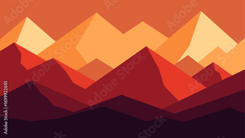 Illustration of mountain range in warm hues