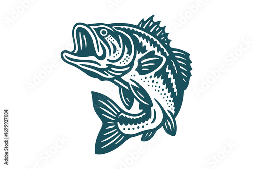 Jumping fish engraving vintage vector illustration
