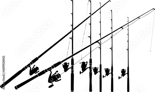 Fishing rod silhouette, Fishing rod svg, Fishing pole svg, Spinning rods svg, Spinning rods illustration, Fishing rod bundle, Fishing rod clipart.
