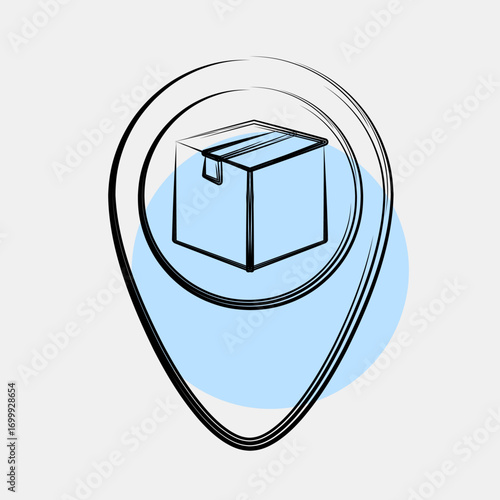 Icon delivery map location. Export import elements. Icon in color spot style.