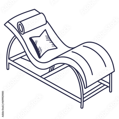 Relaxing chaise lounge with plush pillow and rolled headrest offering ultimate comfort and sophisticated style for serene indoor or outdoor retreats