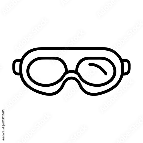 Professional safety goggles icon symbol for protection in industrial, lab, or sports environments, clean modern design for safety awareness campaigns