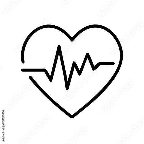 Dynamic heartbeat line art symbol representing life, health, and medical care, perfect for healthcare branding and wellness promotions
