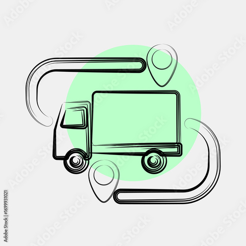 Icon shipping route. Export import elements. Icon in color spot style.