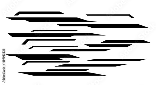 Modern abstract geometric stripes create a sense of speed and motion. Vector illustration ideal for racing decals, car wraps, and futuristic tech backgrounds.