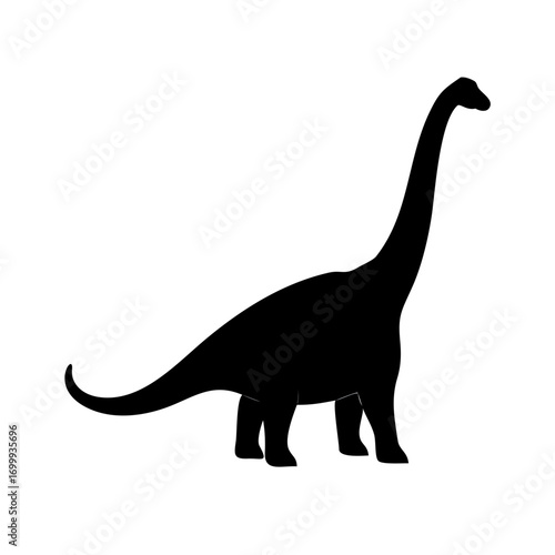 Brachiosaurus or Diplodocus Dinosaur Silhouette Vector | Prehistoric Animal and Paleontology
