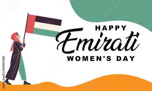 Happy Emirati Women’s Day Greeting Card – UAE Arabic Celebration of Women Pride, Culture, and National Identity