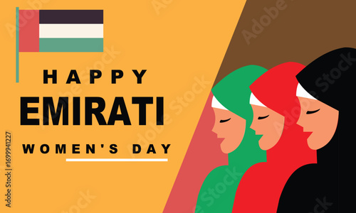 Happy Emirati Women’s Day Celebration – Elegant Arabic Occasion Poster Design for UAE Women Empowerment and Recognition