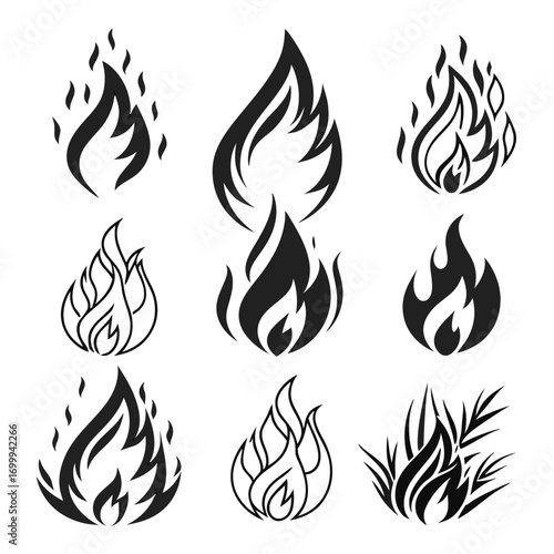 set of fire flames