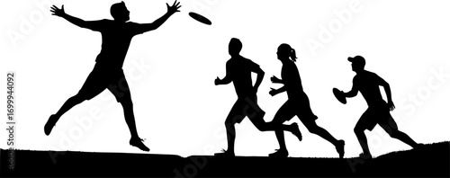  Frisbee Players Silhouette, Ultimate Frisbee Silhouette, Frisbee Svg, Ultimate Frisbee Player
