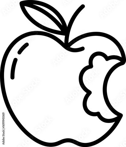 Illustrative Outline of a Deliciously Bitten Apple Showing Healthy Fruit Texture and Natural Sweetness Perfect for Health Conscious Dieters and Farmers Markets