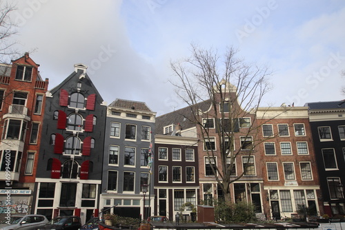 Amsterdam canal houses 
Facades of historical buildings in Amsterdam canal district