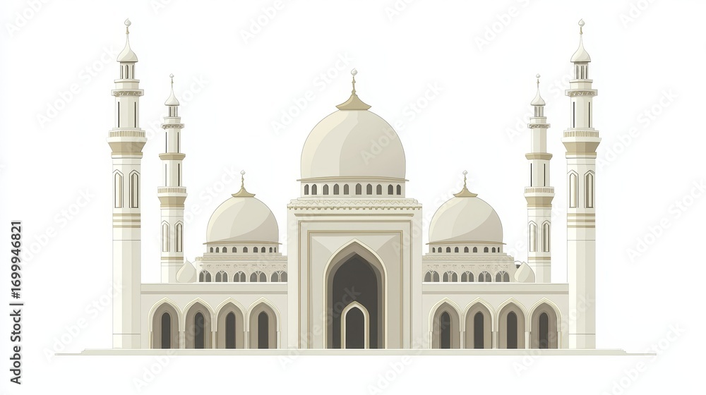 Obraz premium Islamic mosque building isolated on white background. Vector illustration