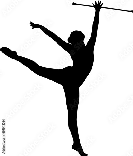 Baton Twirling Silhouette, Twirling Svg, Sport Baton Silhouette