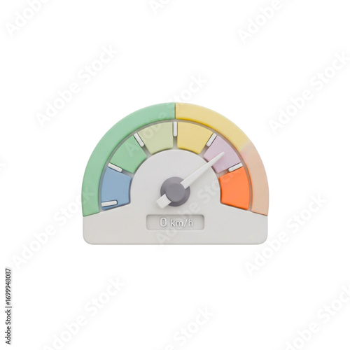 Colorful speedometer with zero speed indicated