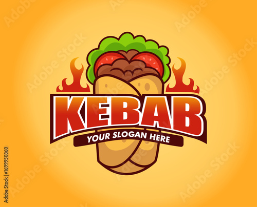 kebab logo label vector illustration template turkish arabian restaurant branding