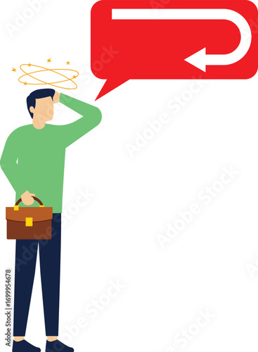 Business turning point, break event or change direction, reverse back, interest rate or financial trend change.business concept.flat character.

