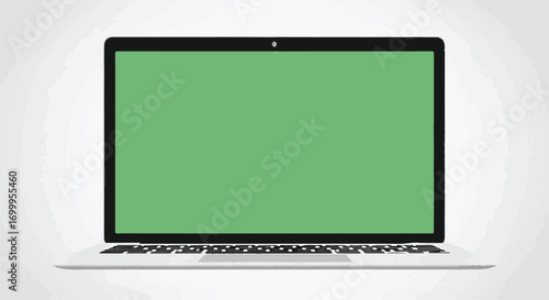 Laptop with Blank Green Screen – Online Learning and Digital Education Concept