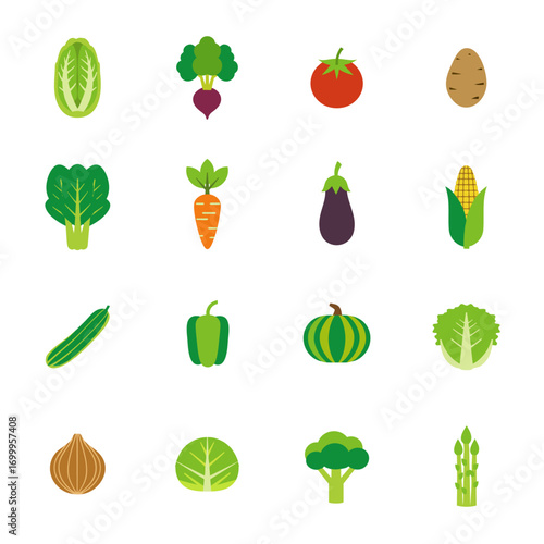 野菜のアイコンのセット　ベクターイラスト