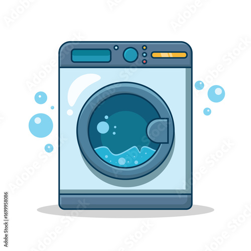 Clean Washing Machine Illustration Vector Design Simple