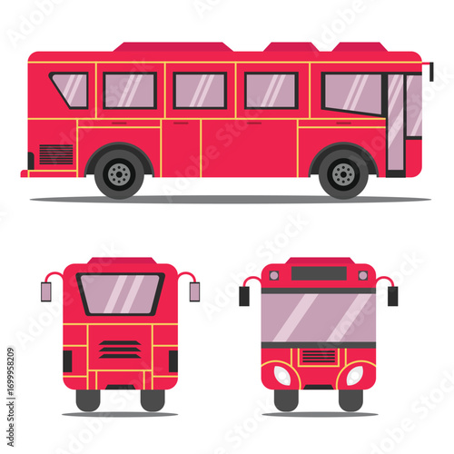 Public Transport Bus Vector Design Simple Pink Yellow