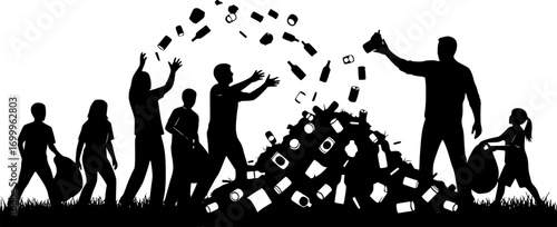 People throwing garbage silhouette, Man throwing garbage silhouette, People throwing garbage svg, Man throwing garbage svg, People throwing garbage vector illustration