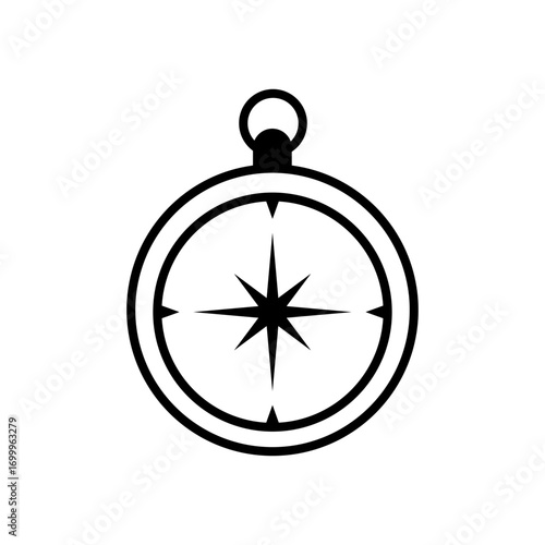 Simple compass illustration, navigational tool, direction, guidance.