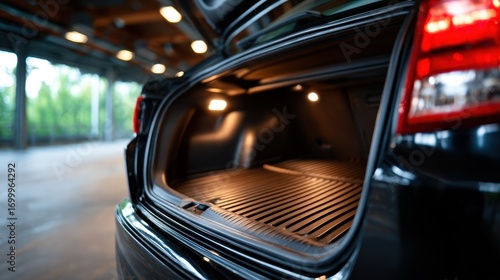 A spacious, well-lit car trunk represents adventure possibilities, inviting onlookers to imagine journeys, packing for trips, and the excitement of road travel ahead.