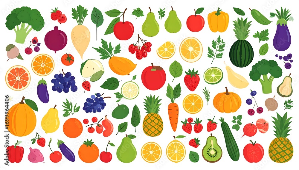 Obraz premium Colorful assortment of fruits and vegetables (2)