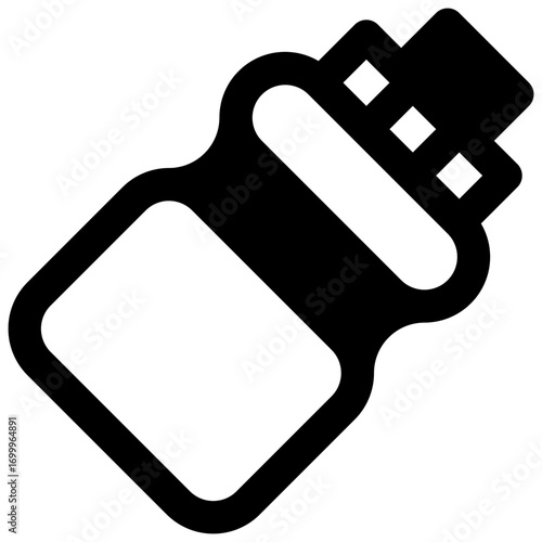 Water bottle. Outlined stroke vector icon with black-filled details.