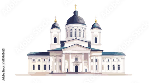 Helsinki Cathedral. Helsinki Cathedral watercolor vector illustration