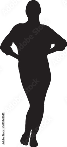 Woman Silhouette, Hands on Hips, Vector Illustration