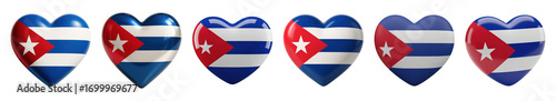 Free Download Cuban flag heart set including six glossy puffy hearts isolated. Patriotism and national pride collection. - GFXLoad