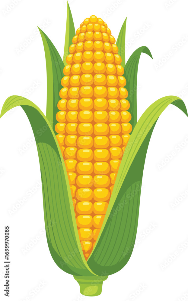 Obraz premium Fresh Corn on the Cob Vector Illustration