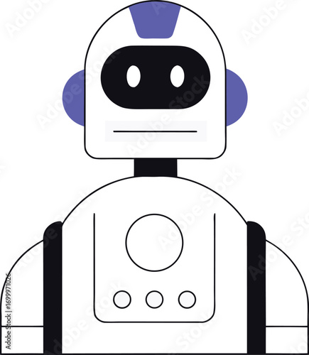 Minimalist robot icon design with clean lines and simple futuristic technology symbol for digital and graphic use
