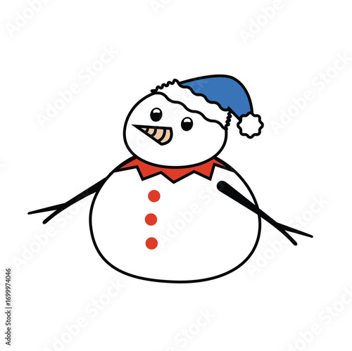 Character-Snowman family member wearing hat illustration vector in winter season enjoy the celebration