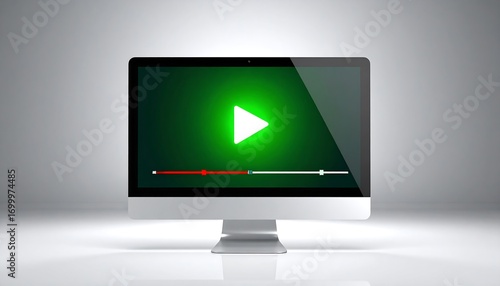 Computer screen displaying a play button