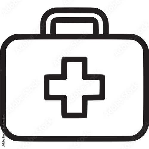 First aid kit icon isolated on white background medical bag with cross symbol for emergency, healthcare, and treatment simple line art design for websites, apps, and presentations