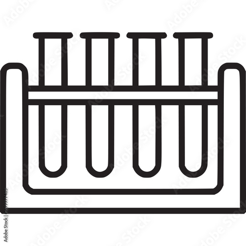 Illustration of test tubes in a rack isolated on white background, representing science, research, and experimentation in laboratory settings