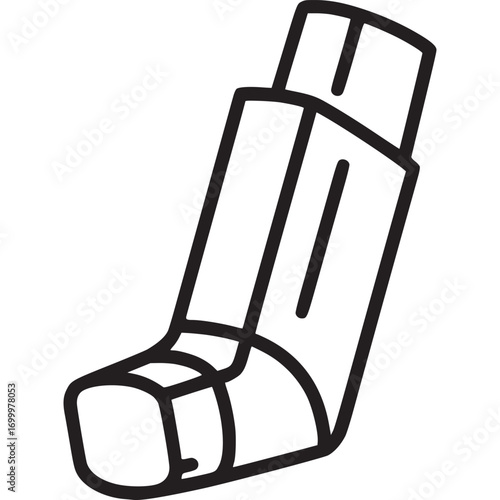 Illustration of an asthma inhaler isolated on white background, a medical device used to deliver medication to the lungs for treating asthma and other respiratory conditions