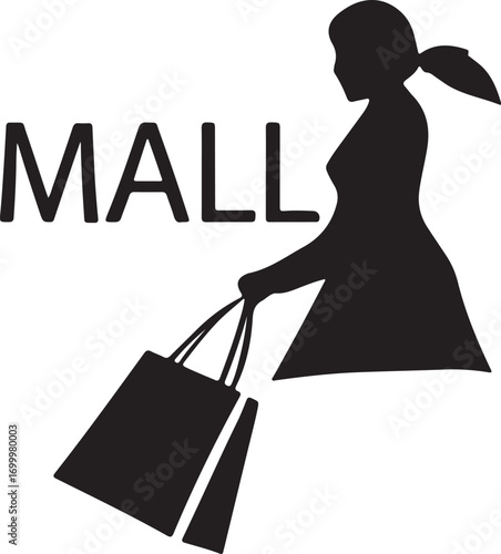 silhouette of woman with shopping bags