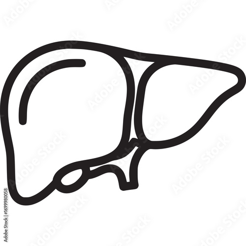 Human liver icon isolated on white background vector line art illustration of the hepatic organ medical concept for healthcare and anatomical study healthy lifestyle