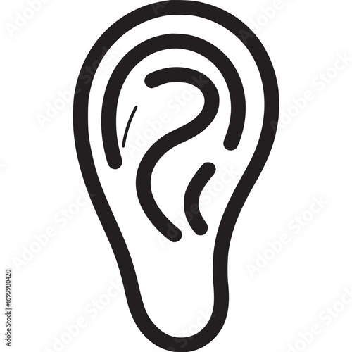 Human ear icon isolated on white background ear logo hearing organ vector illustration listen symbol auricle line icon medical, healthcare, anatomy concept