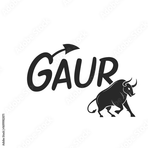 Gaur Bull Logo Design with Arrow.